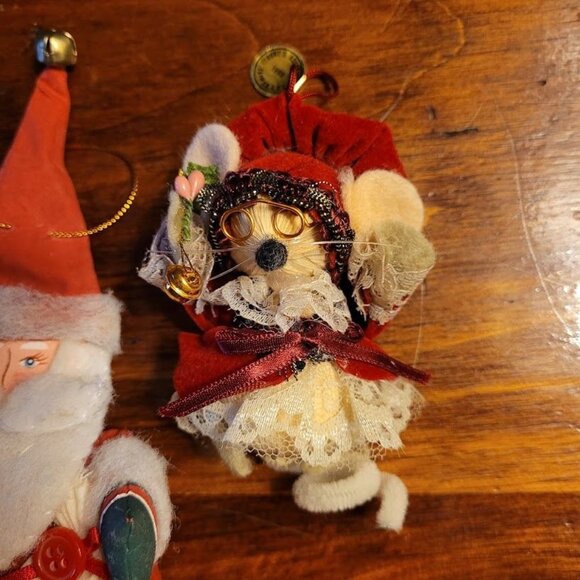 Vintage 90s Kurt S. Adler Santa & Mouse Christmas Ornaments Handcrafted Collect - Picture 2 of 10